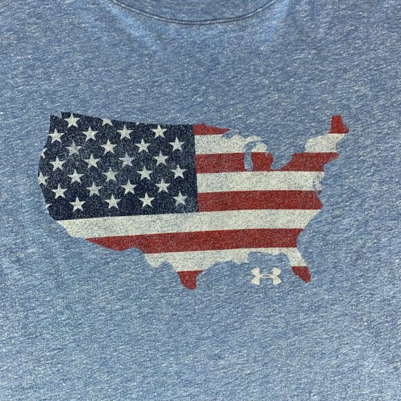 Under Armour Freedom Blue USA Short Sleeve Crewneck Shirt Mens Large - Picture 2 of 6